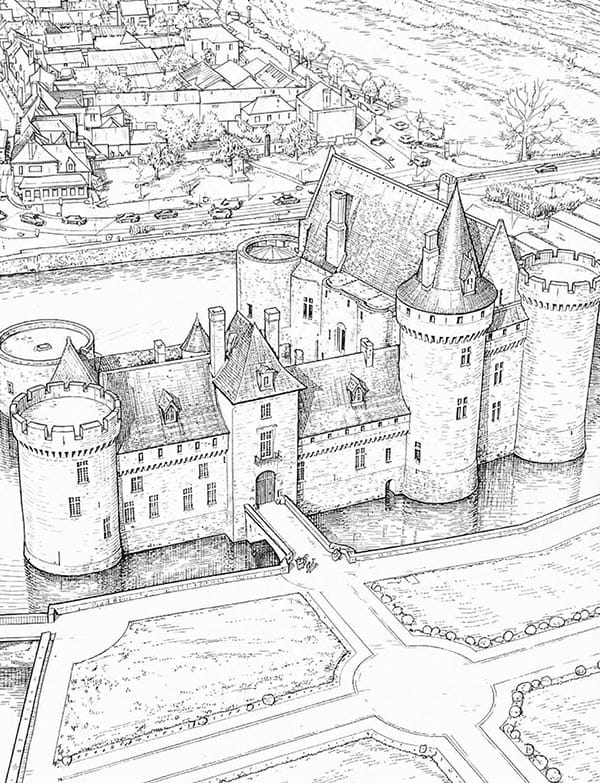 Illustration du Château de Sully sur Loire avec les Tours déchapeautées